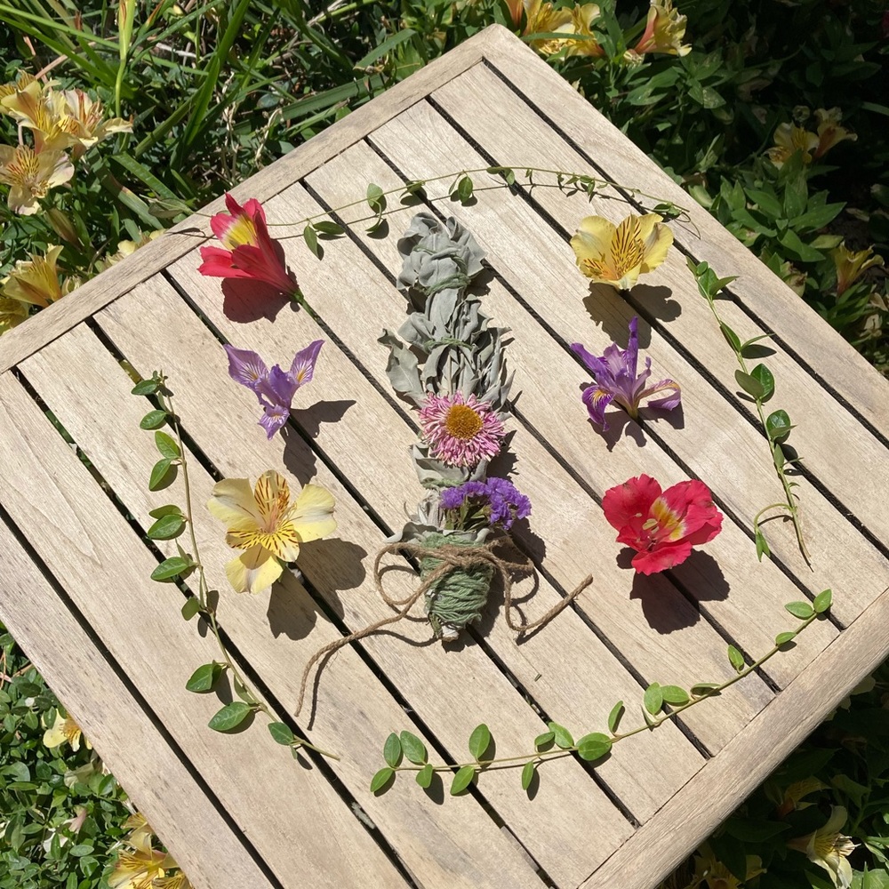 White Sage Pink Purple 9” Organic 1 Stick Boho Home Decor Eco Friendly Smudge - Picture 4 of 14